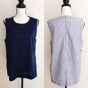 2 for $10 NWT Banana Republic navy stripe cotton blouse L